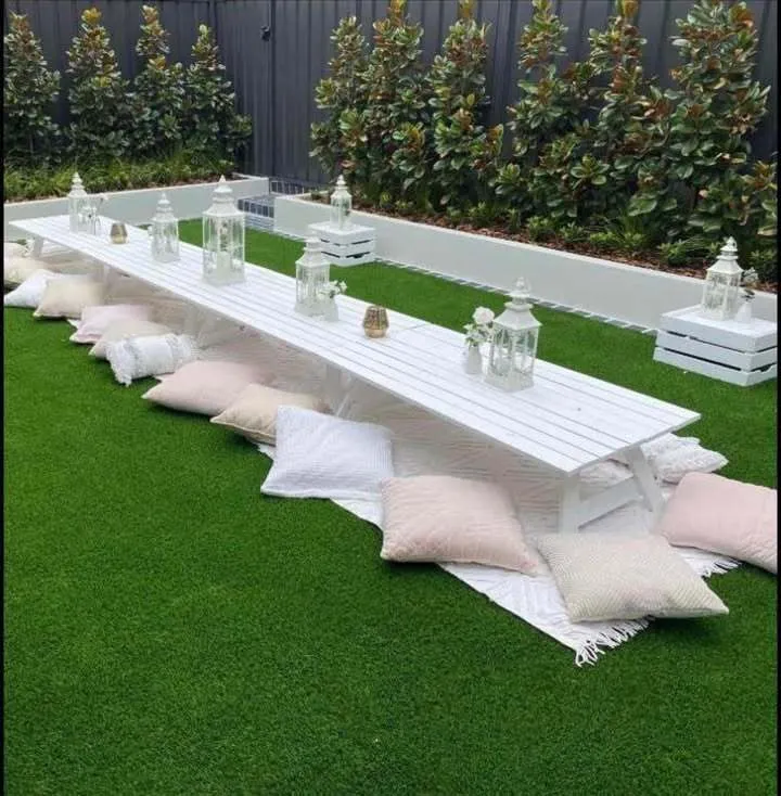 White Picnic Table – Low Event Dining Table (120cm)