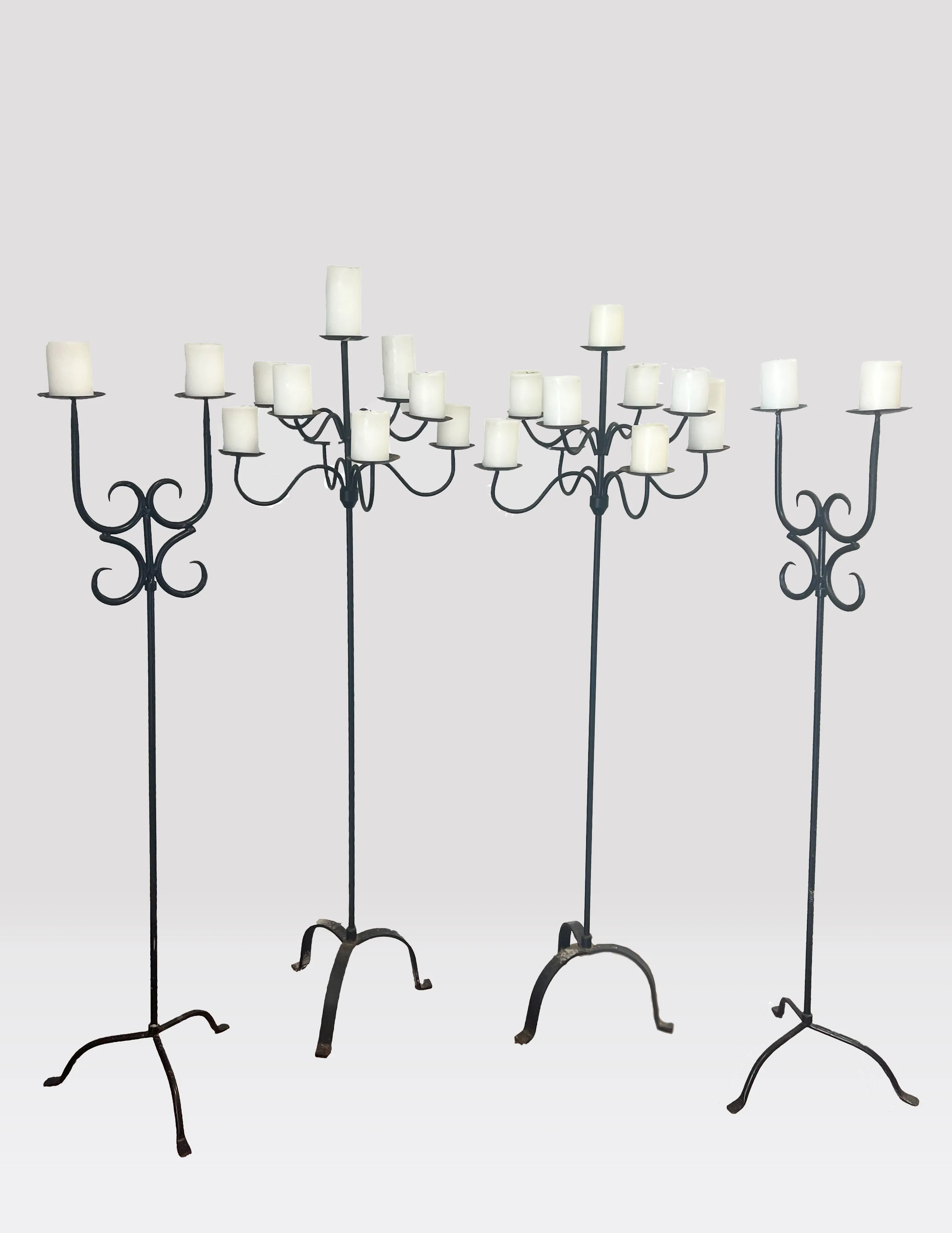 Floor wrought iron candelabra 9 arms black 130 cm
