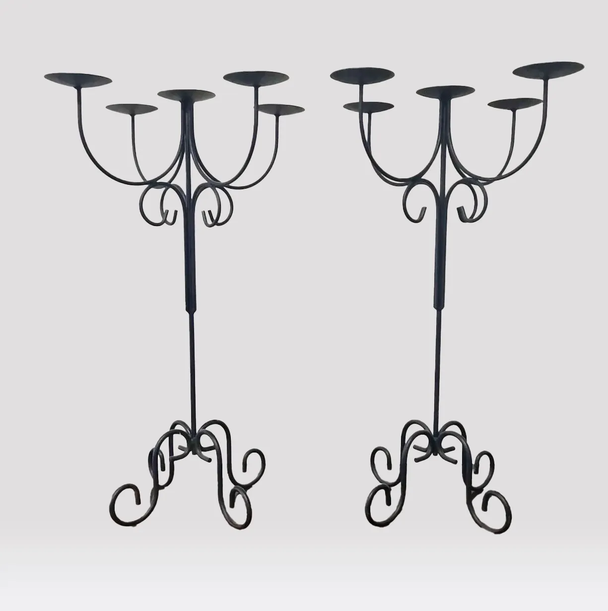 Table wrought iron candelabra 2 arms black