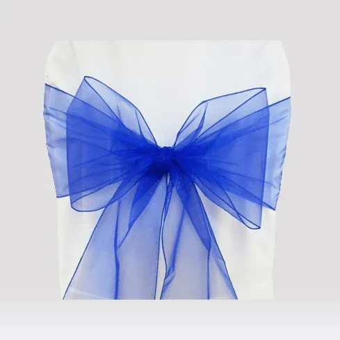 Electric blue  organza chair sashes chair bow ties ribbon for wedding, engagement, birthday party, reception, ceremony  decoration