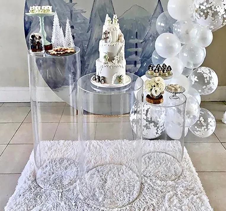 Acrylic Round Cylinder Cake Stand