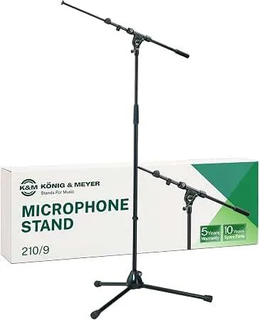 Tripod Microphone Stand - Adjustable Telescoping 2-Piece Boom Arm