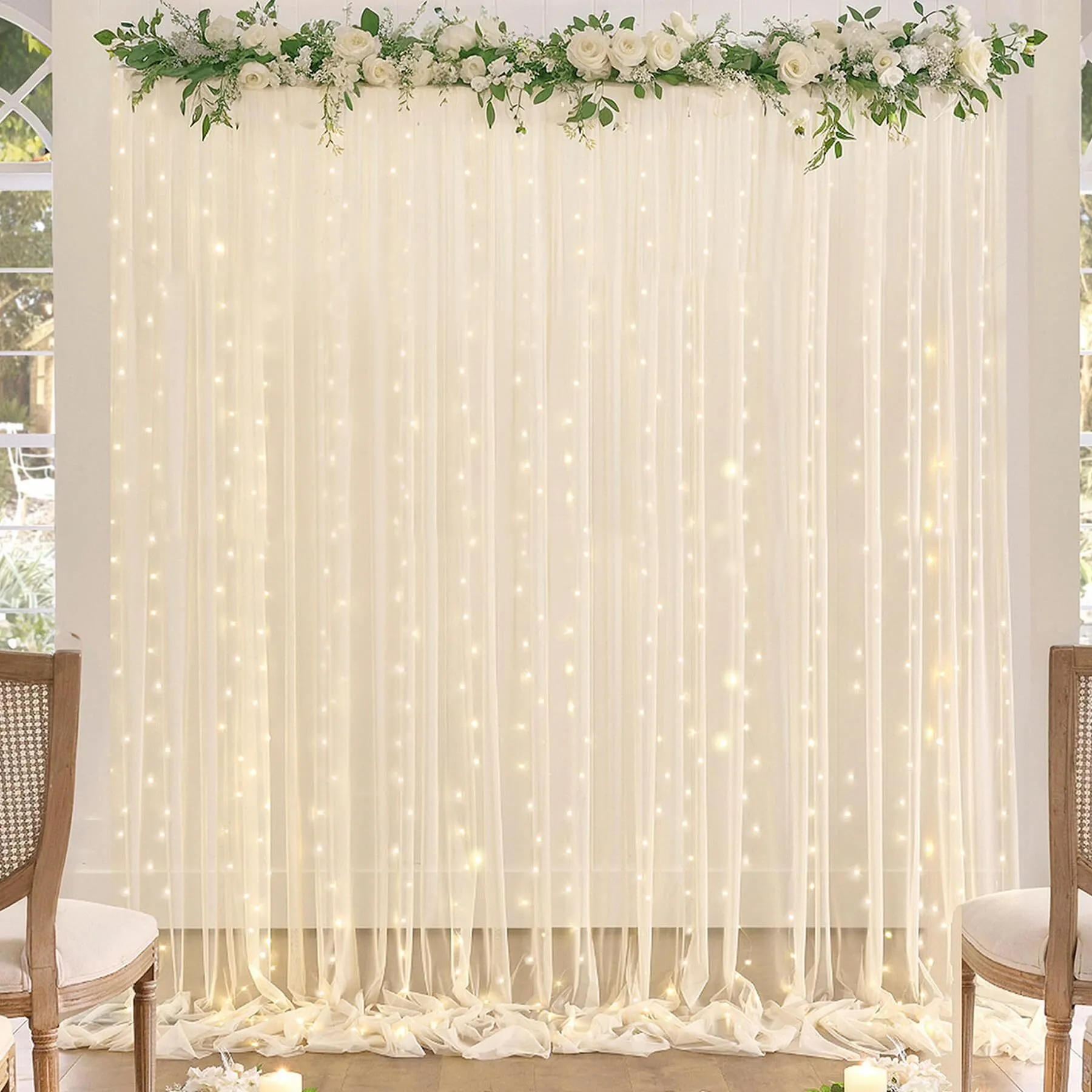 8' x 8' Champagne Tulle Backdrop