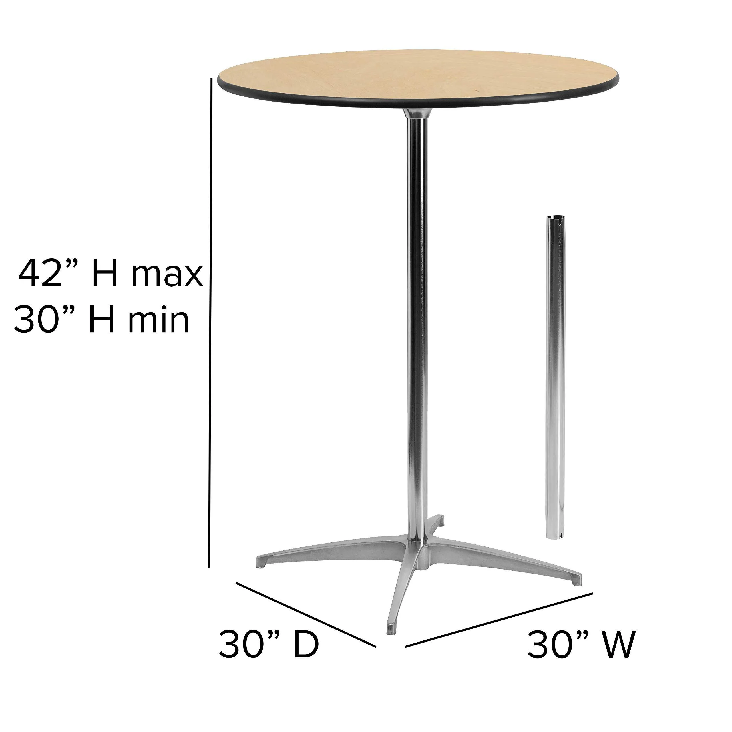 30" Wide X 30" or 42" H Cocktail table