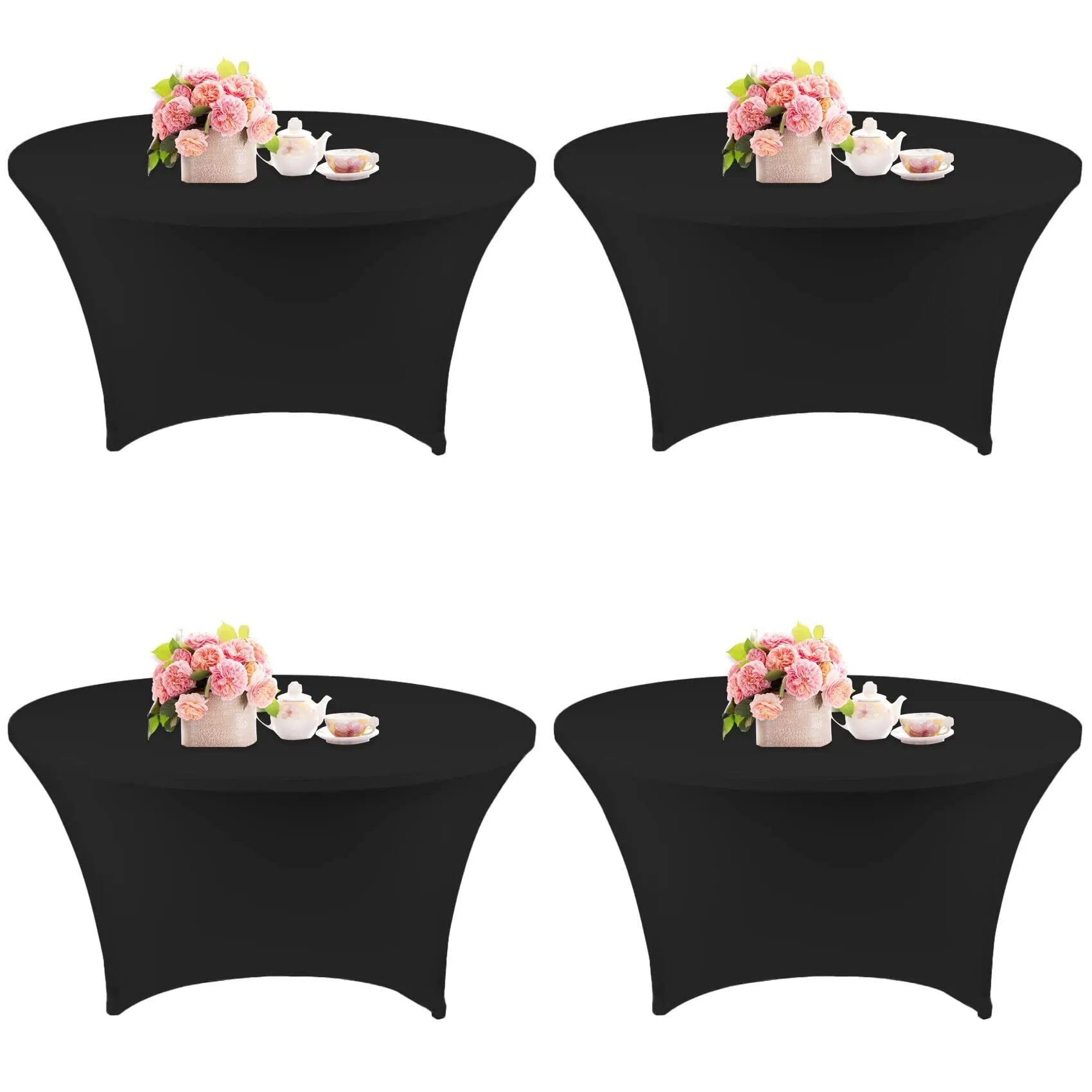 60' Black Spandex Round Table Cover