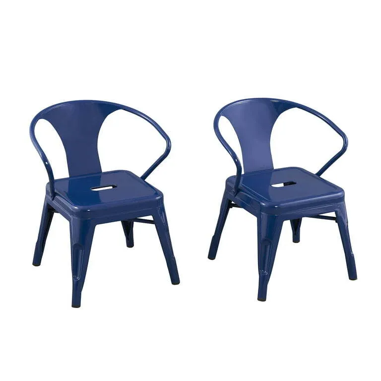 Navy Blue Metal Kids Chair