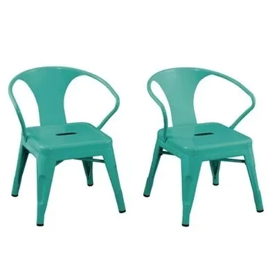 Teal Metal Kids Chairs 
