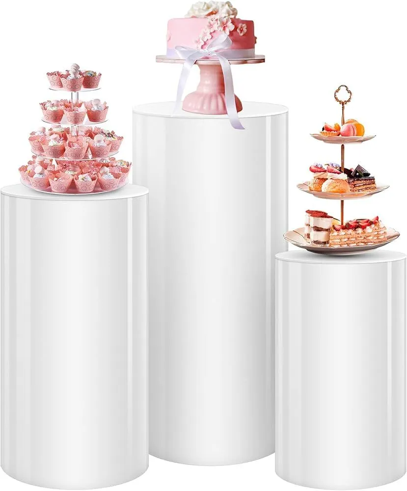 White Cylinder Cake Pedestal Stand 