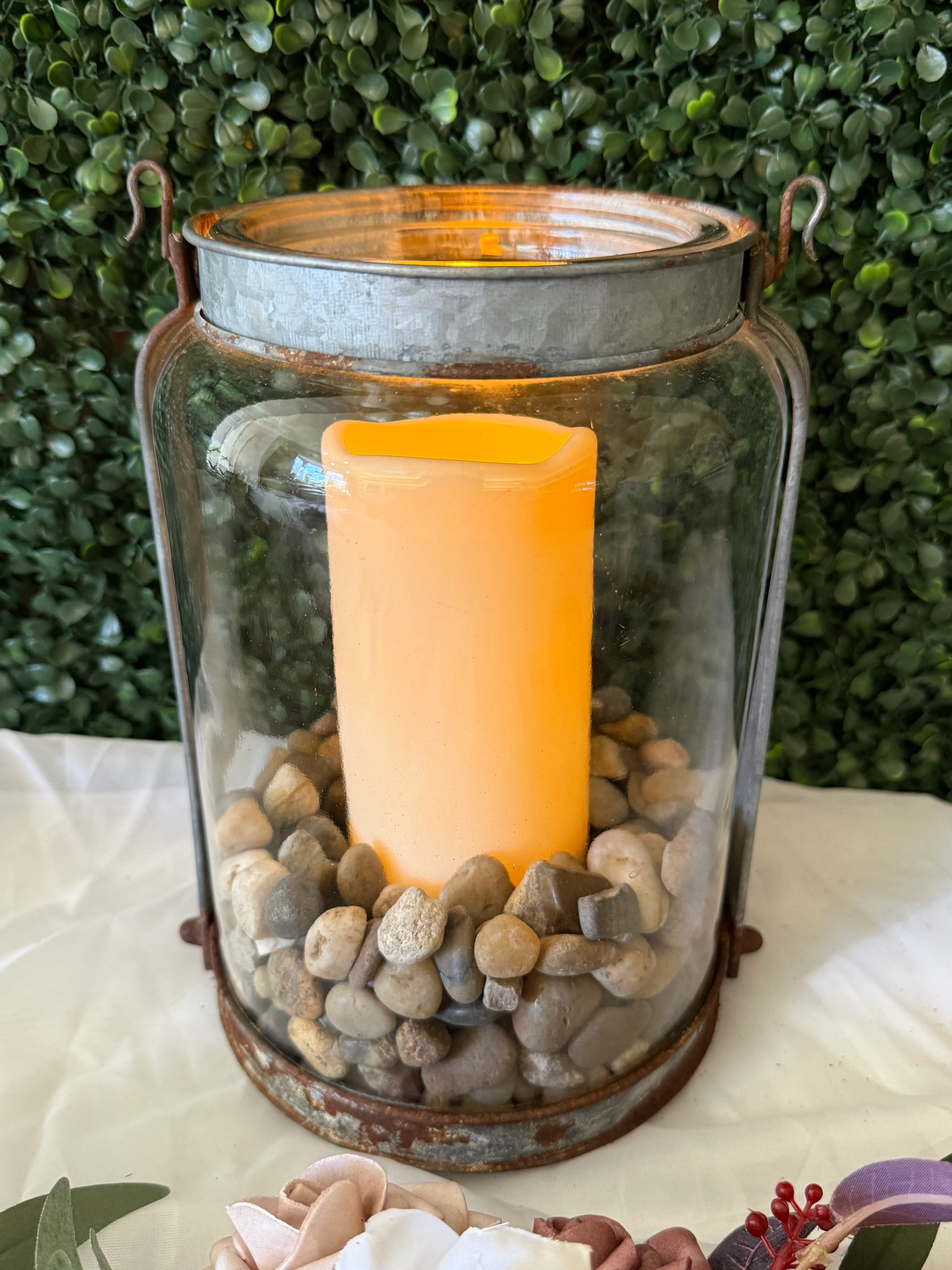 Galvanized Metal & Glass Lanterns
