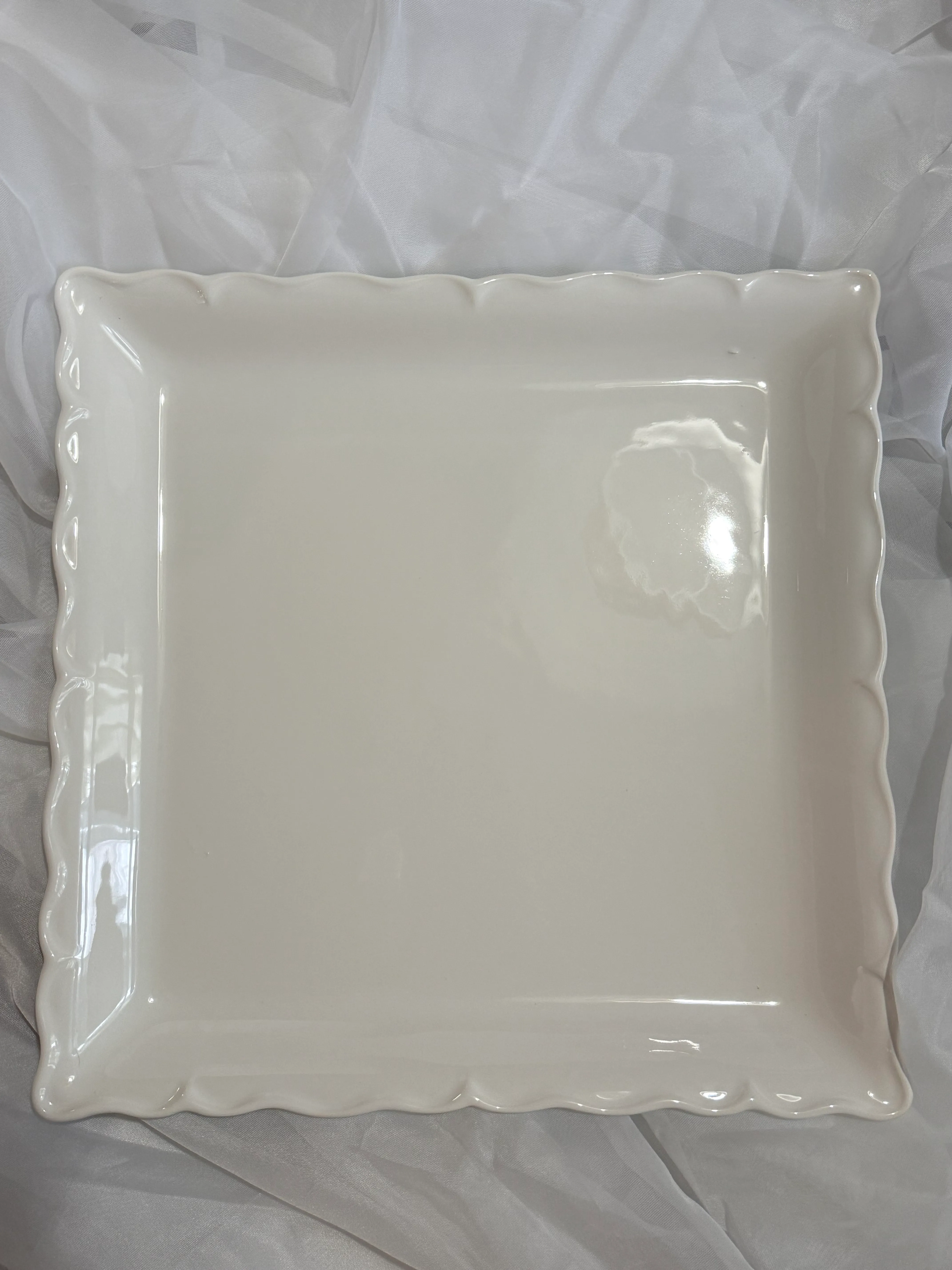 White Scalloped Edge Serving Trays