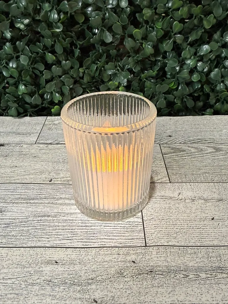 Ribbed Glass Votive Candle Holders