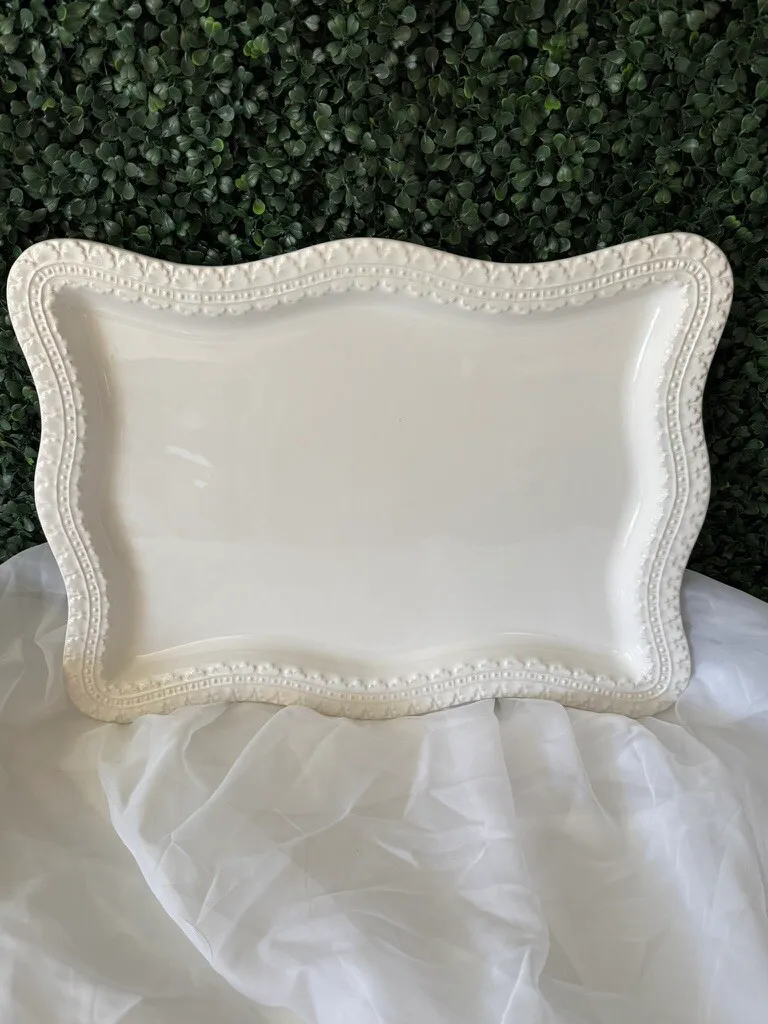 White Scalloped Edge Serving Platter