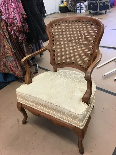 Upholstered Cane Armchair