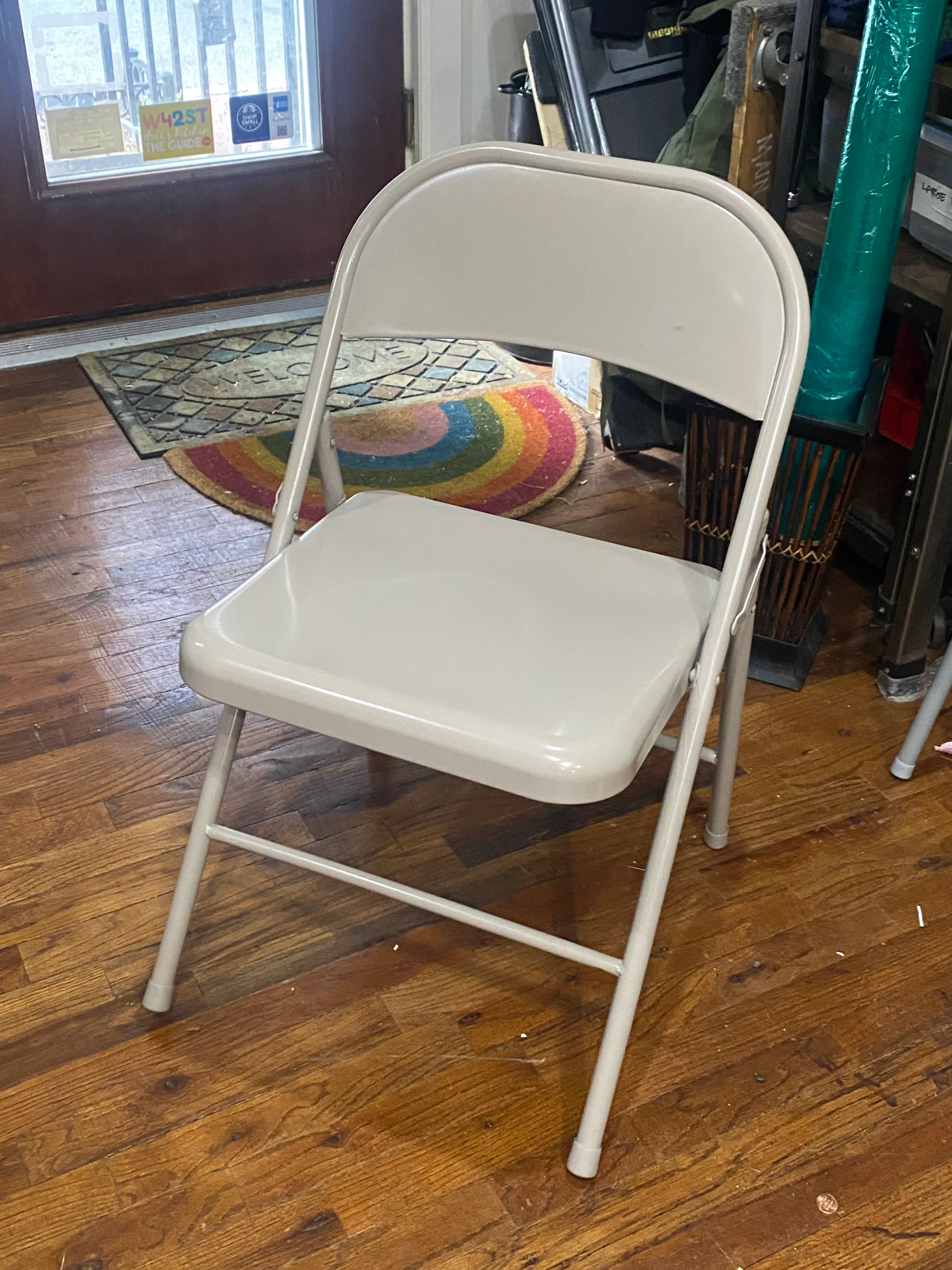 Tan Metal Folding Chair 
