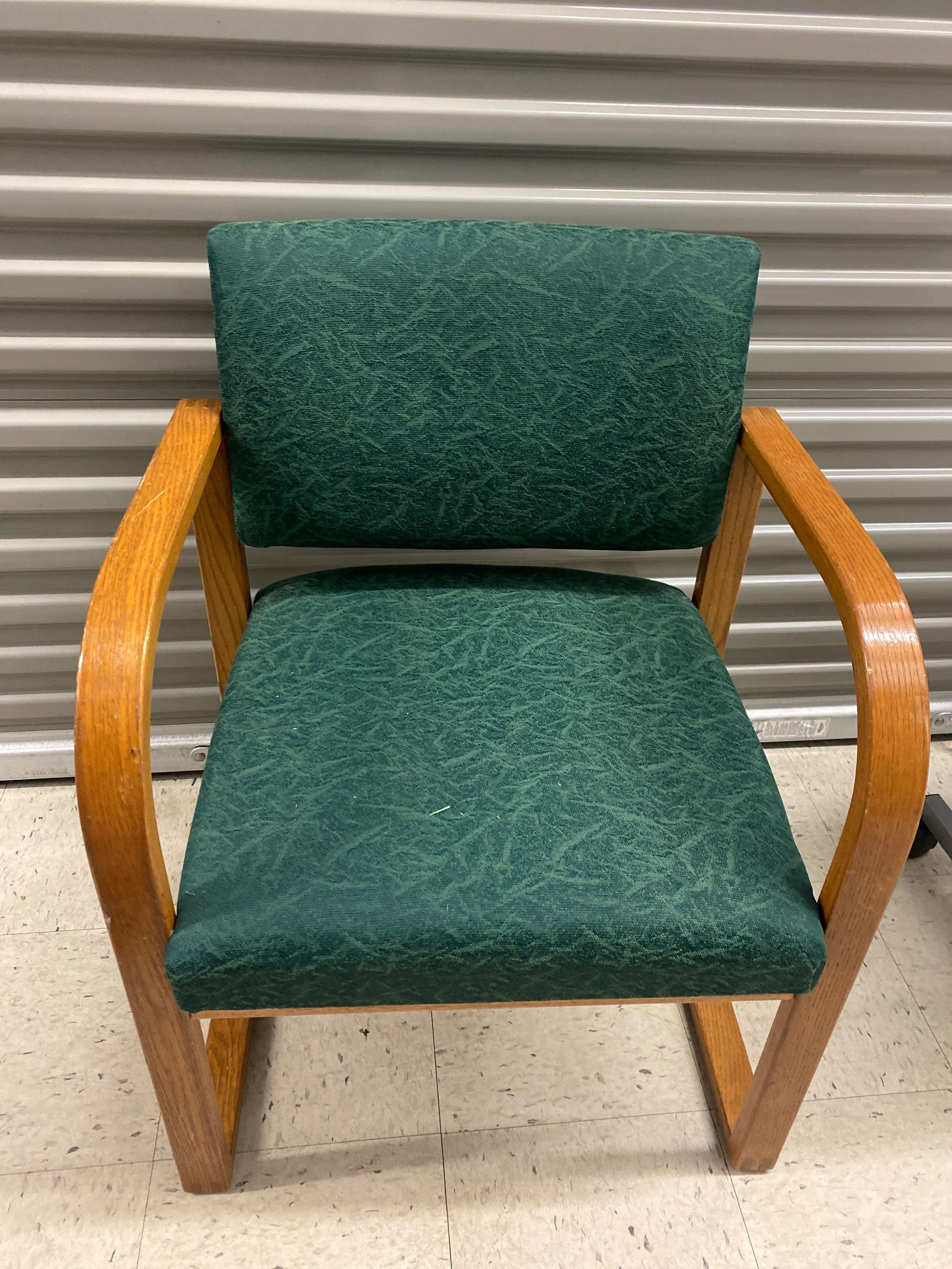 Green Hospital Side Chair with Curved Arms