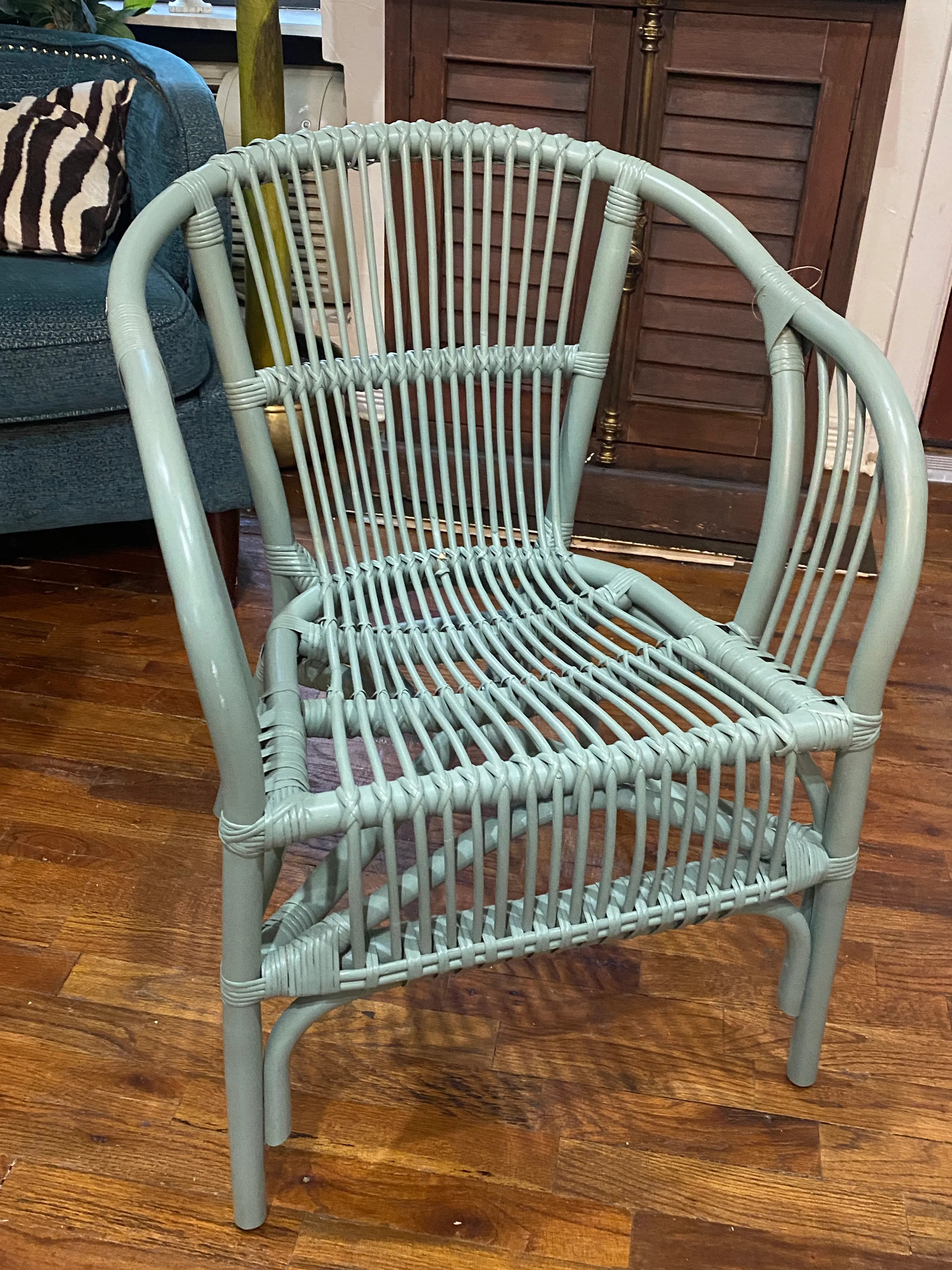 Green Rattan Arm Chair