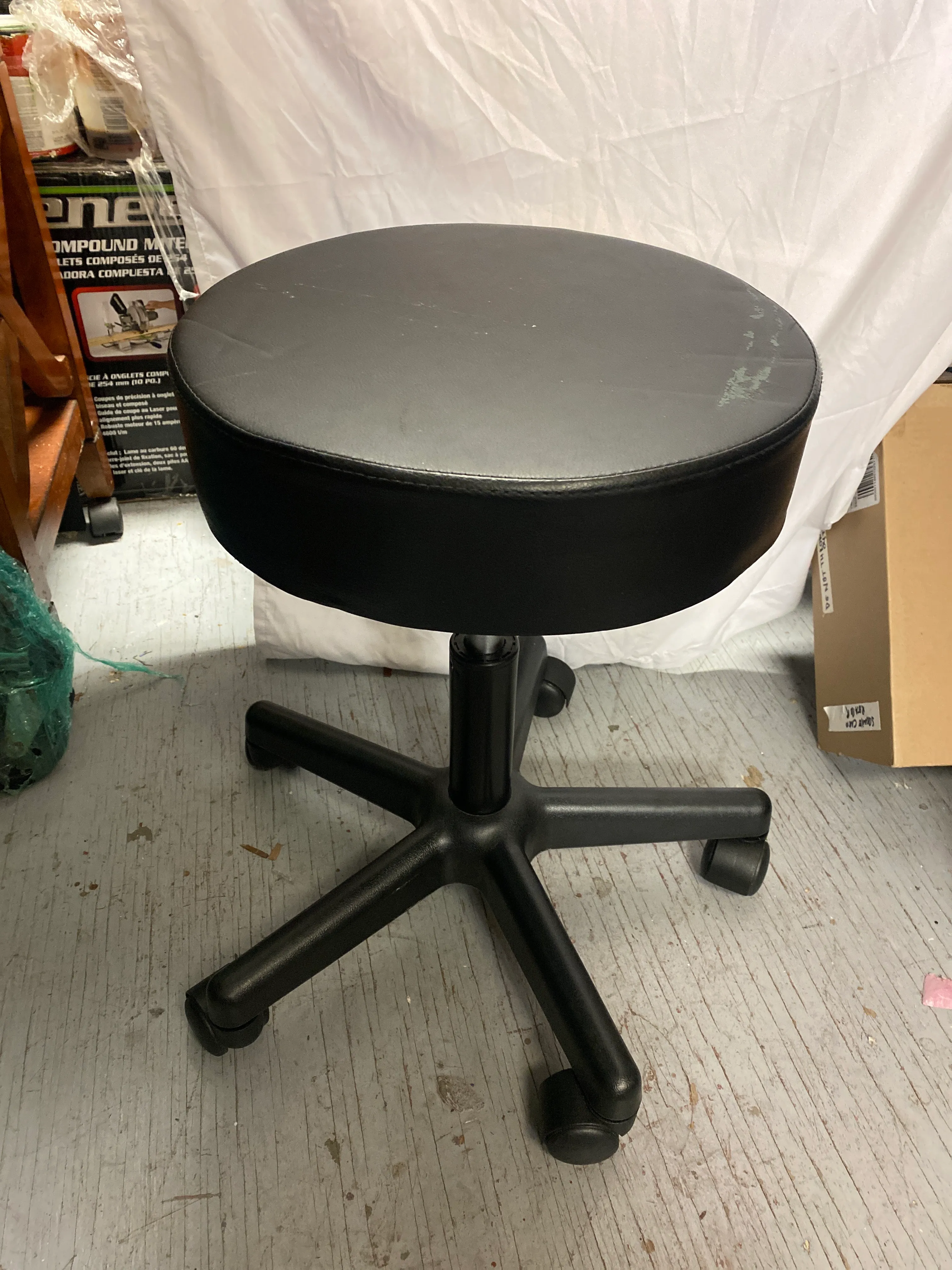 Black Rolling Stool