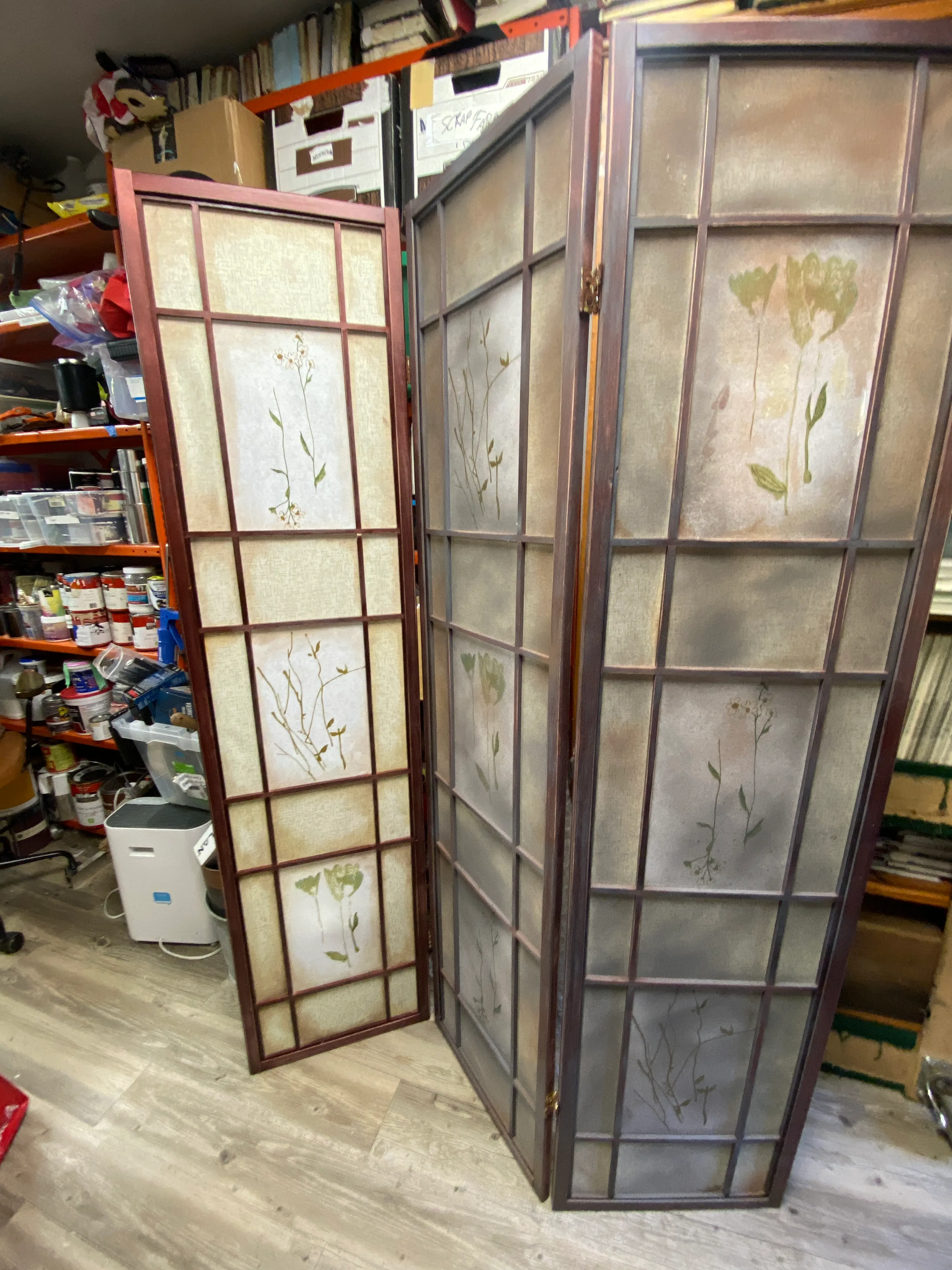 Distressed Wood Folding Screen