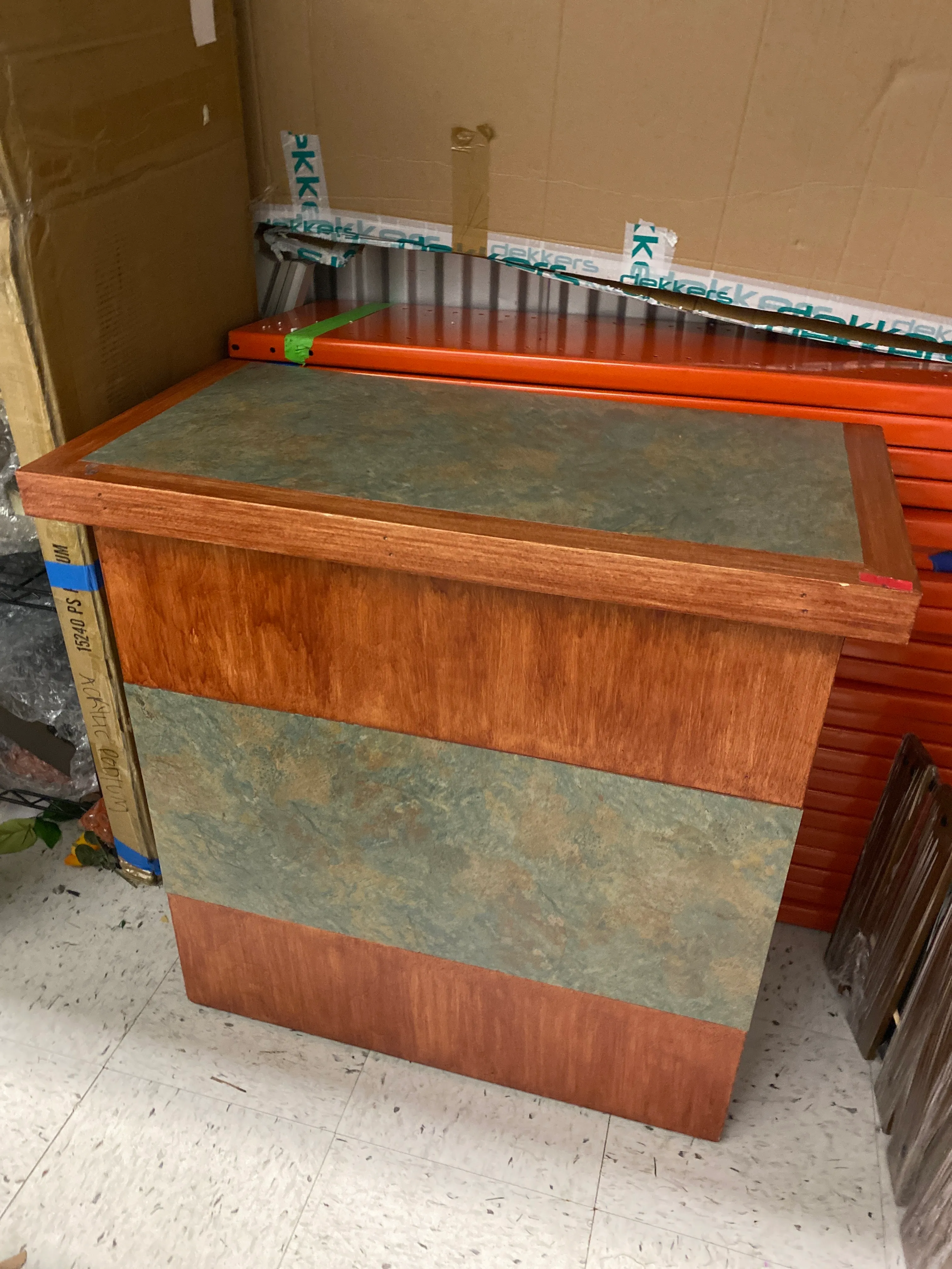 Rolling Low Counter Table with Green Formica