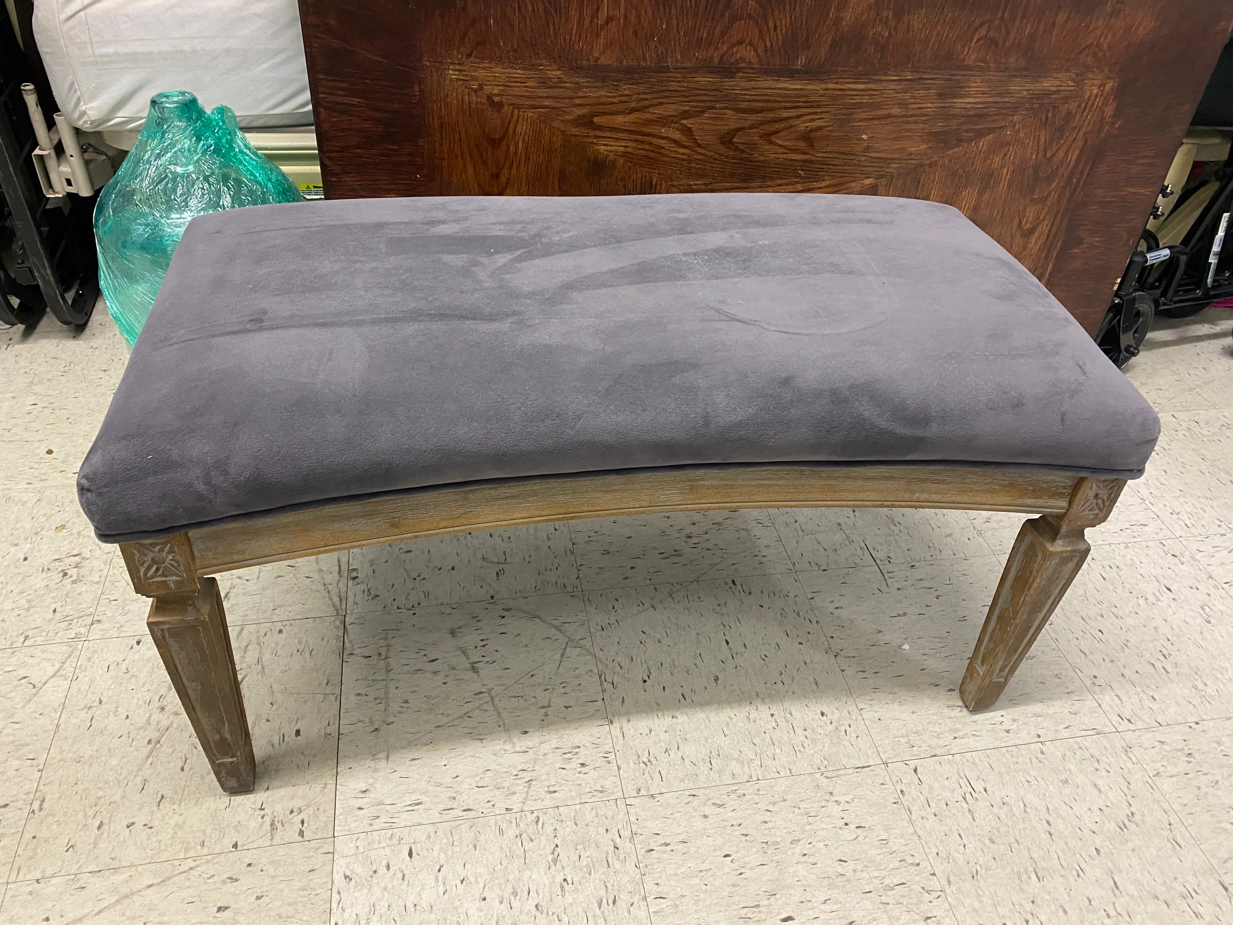 Purple Rounded Upholstered Bench