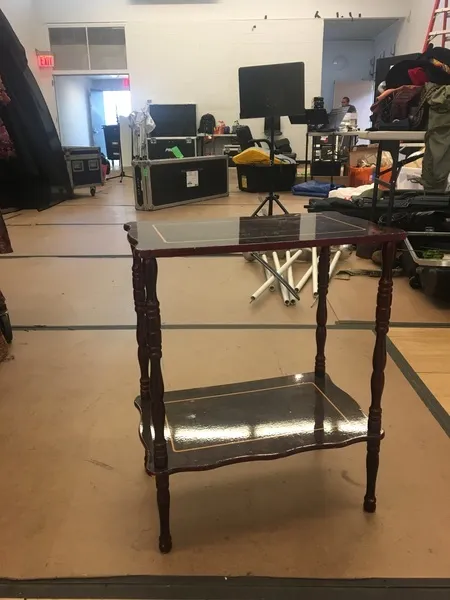 Small Mahogany Colored Lightweight Side Table with Inlay