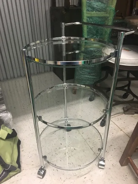3 Tiered Chrome Glass Bar Cart