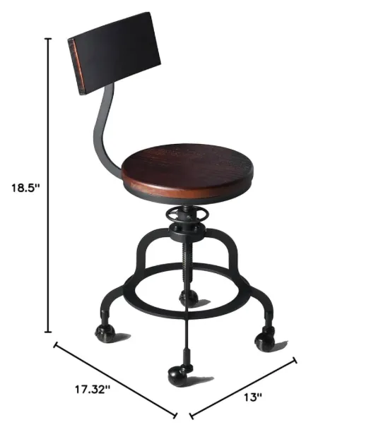Adjustable Rolling Wood Stool
