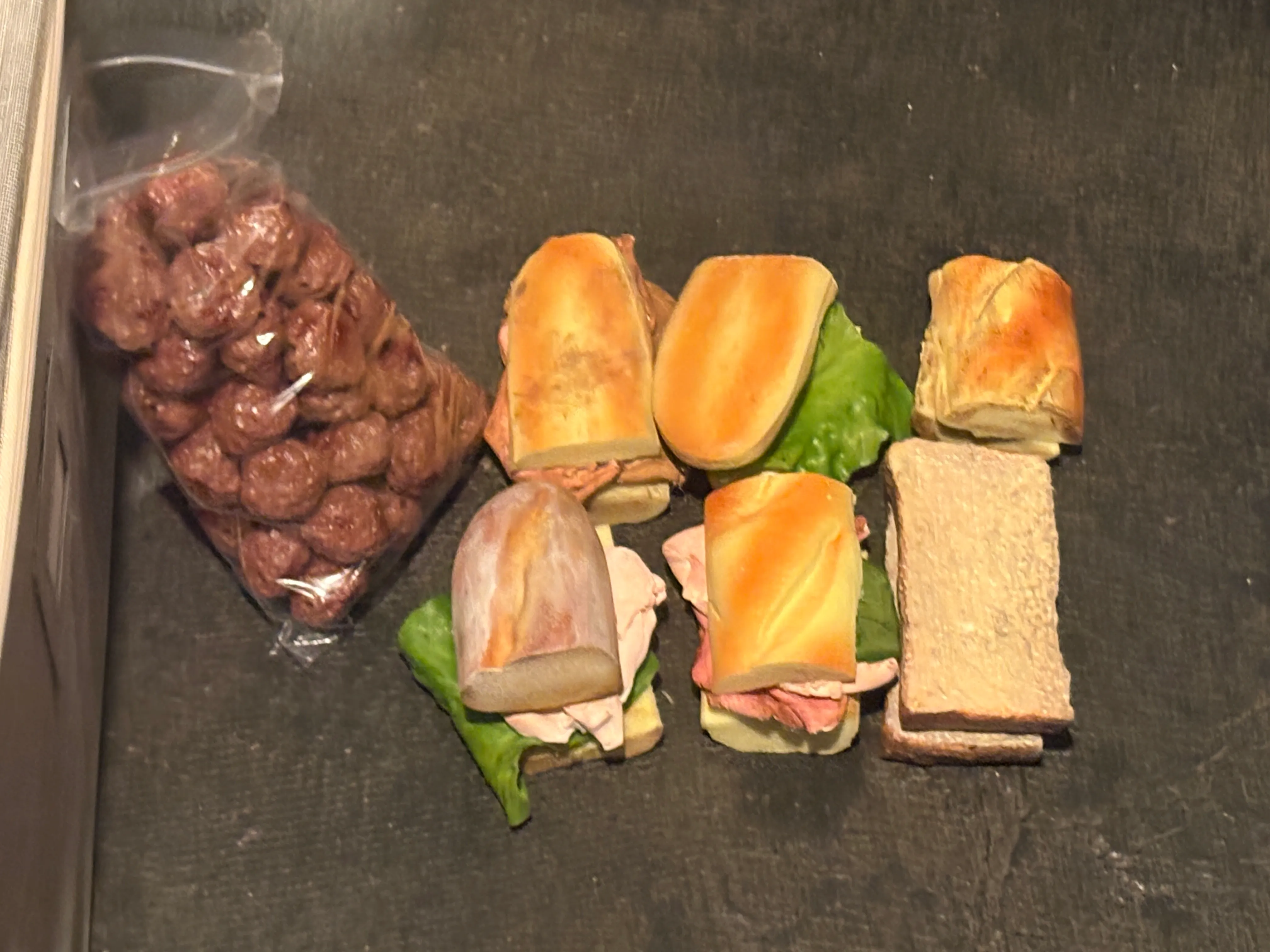 Sandwiches and meatballs