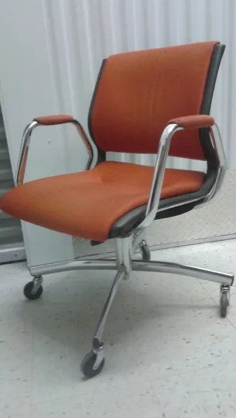 Orange Rolling Office Chair with Chrome Base