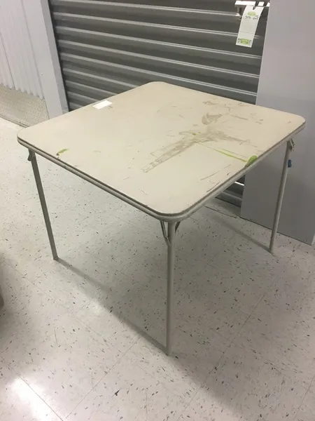 Grey Vinyl Folding Table with Metal Legs