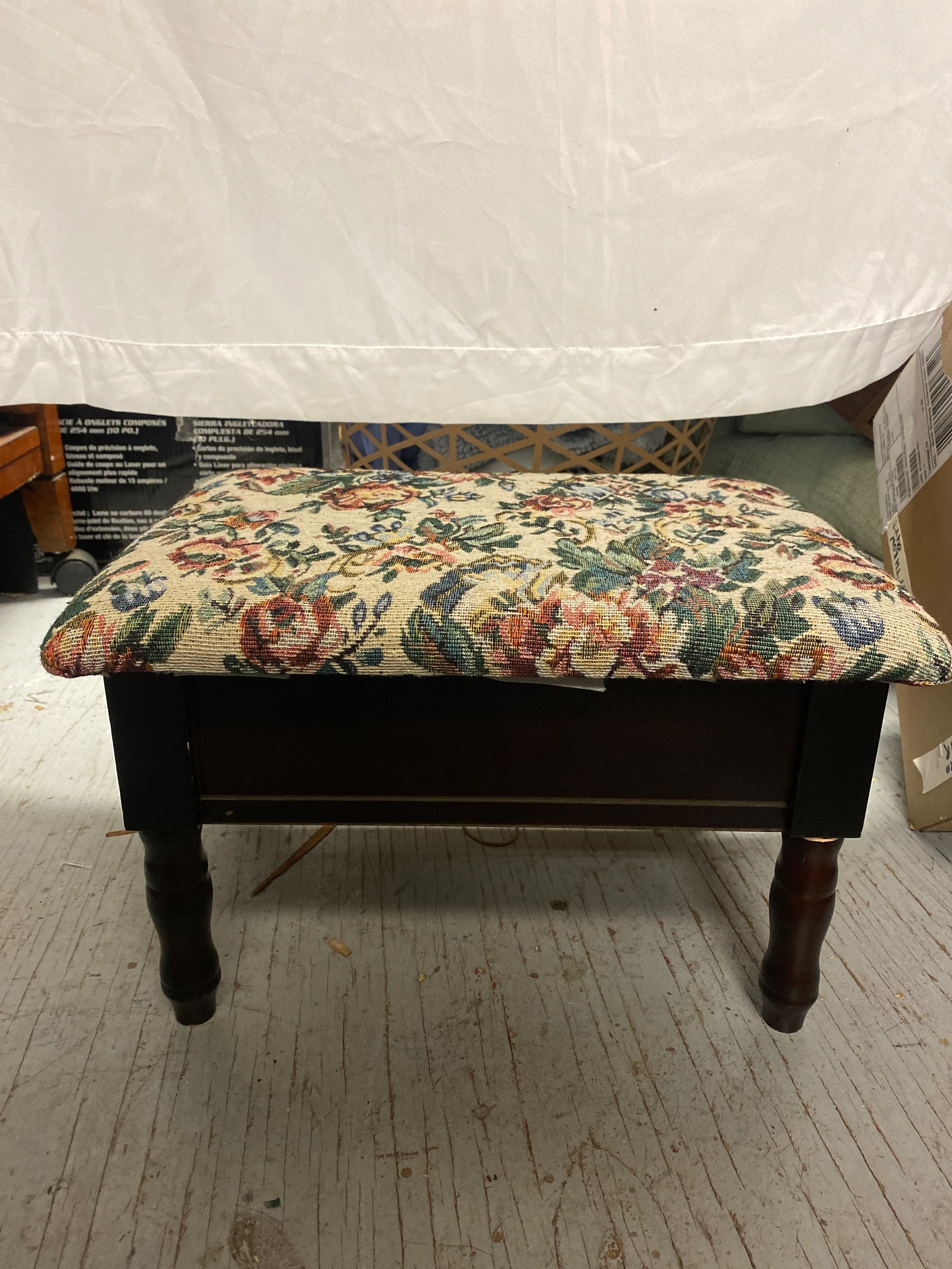 Floral Footstool with Storage