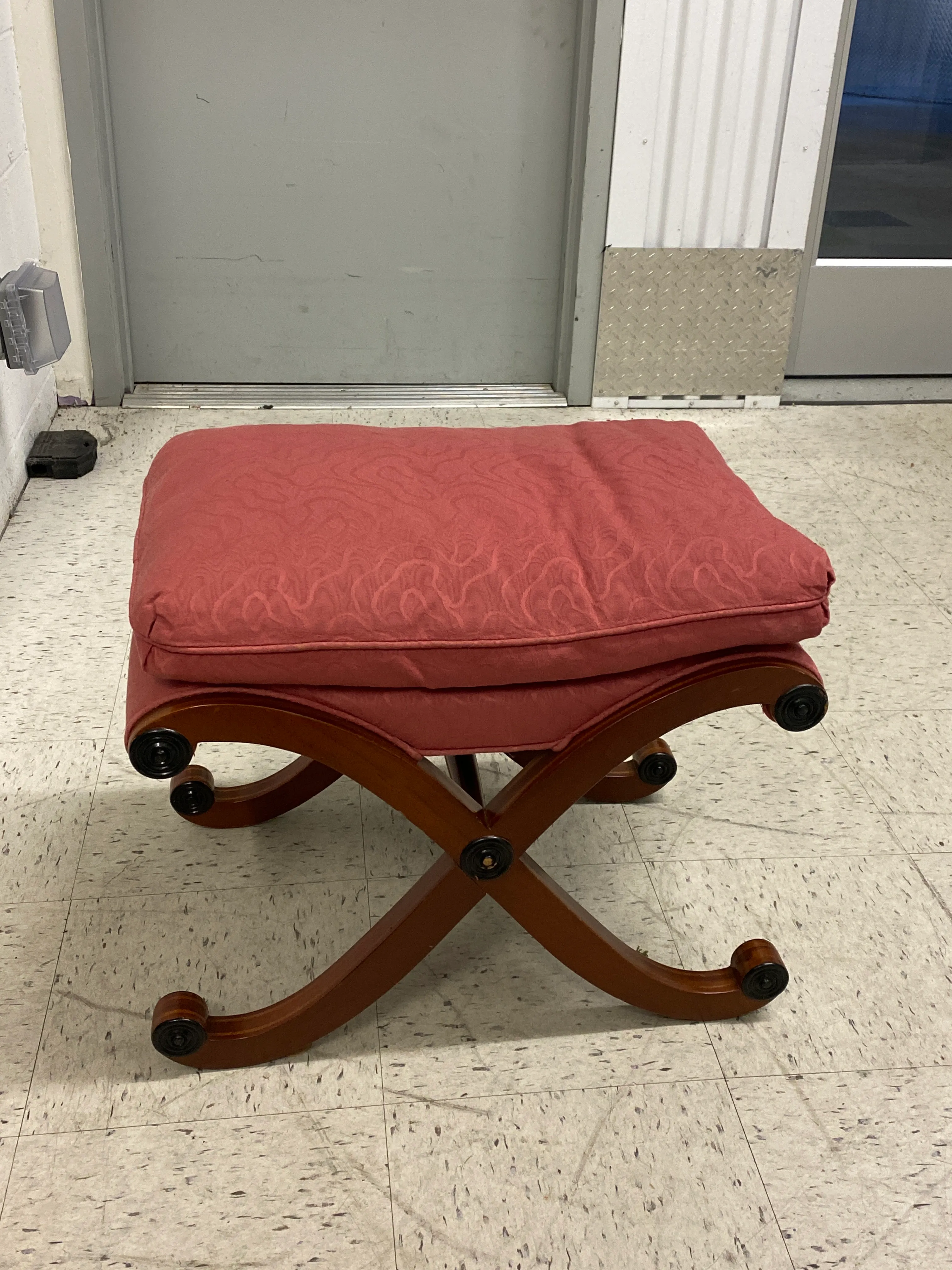 Empire Style Red Upholstered Stool