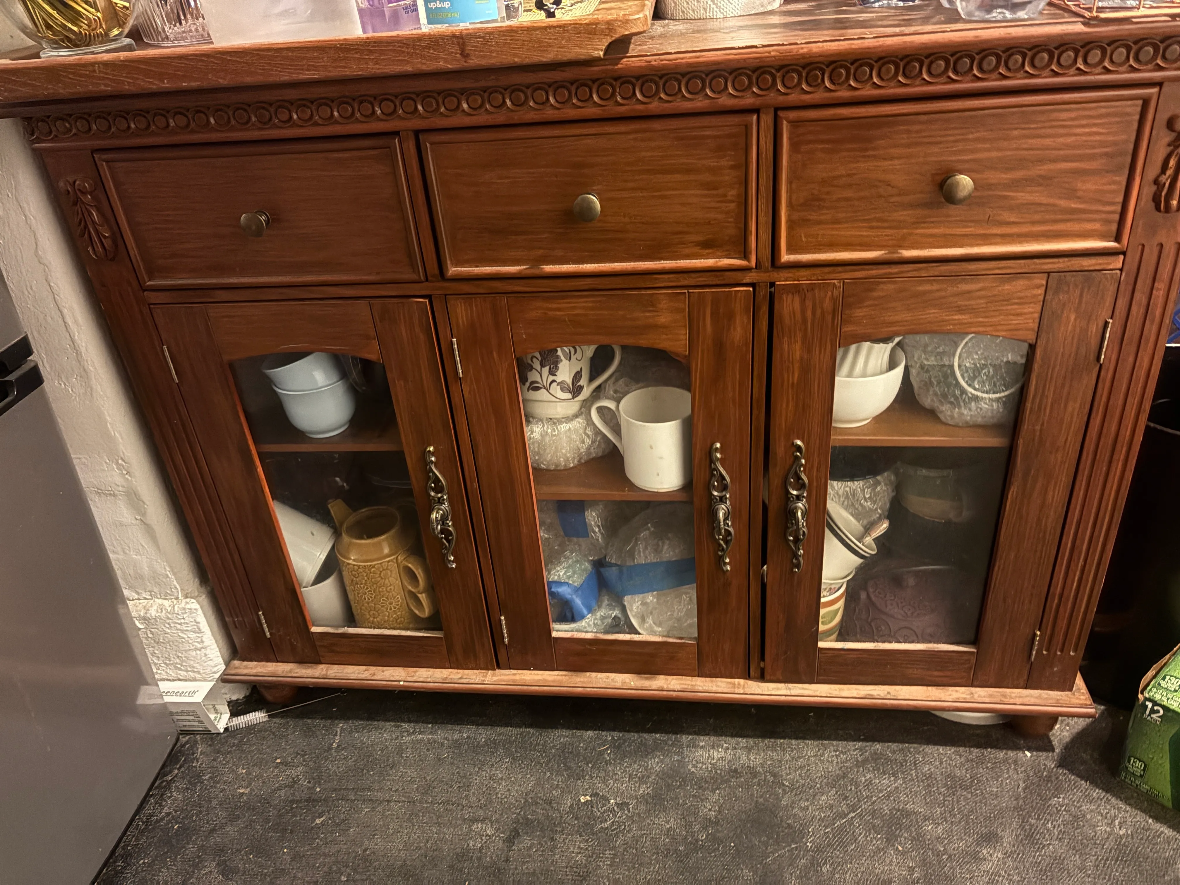 Wood Cabinets with Glass Doors 