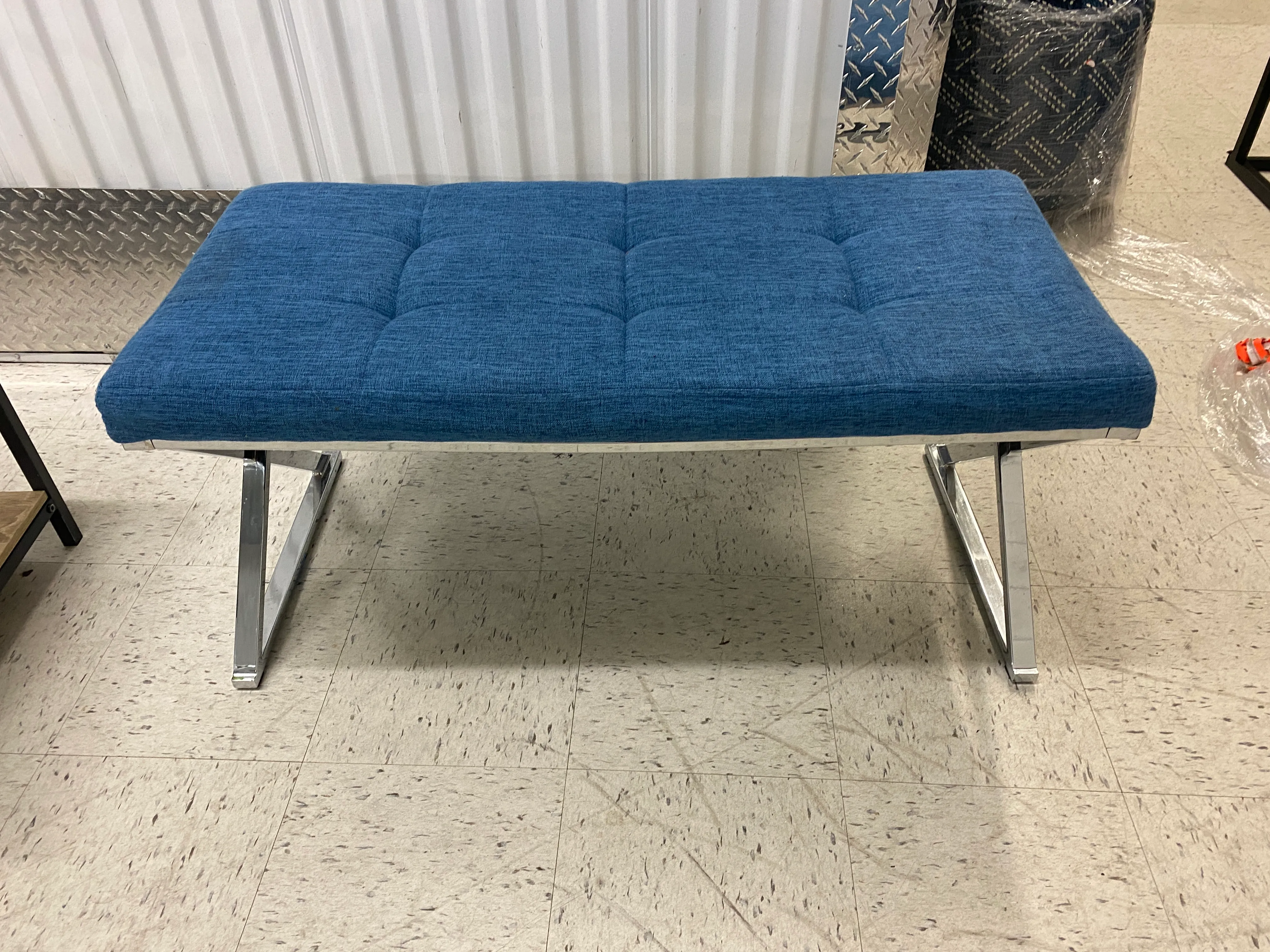 Blue Upholstered Bench