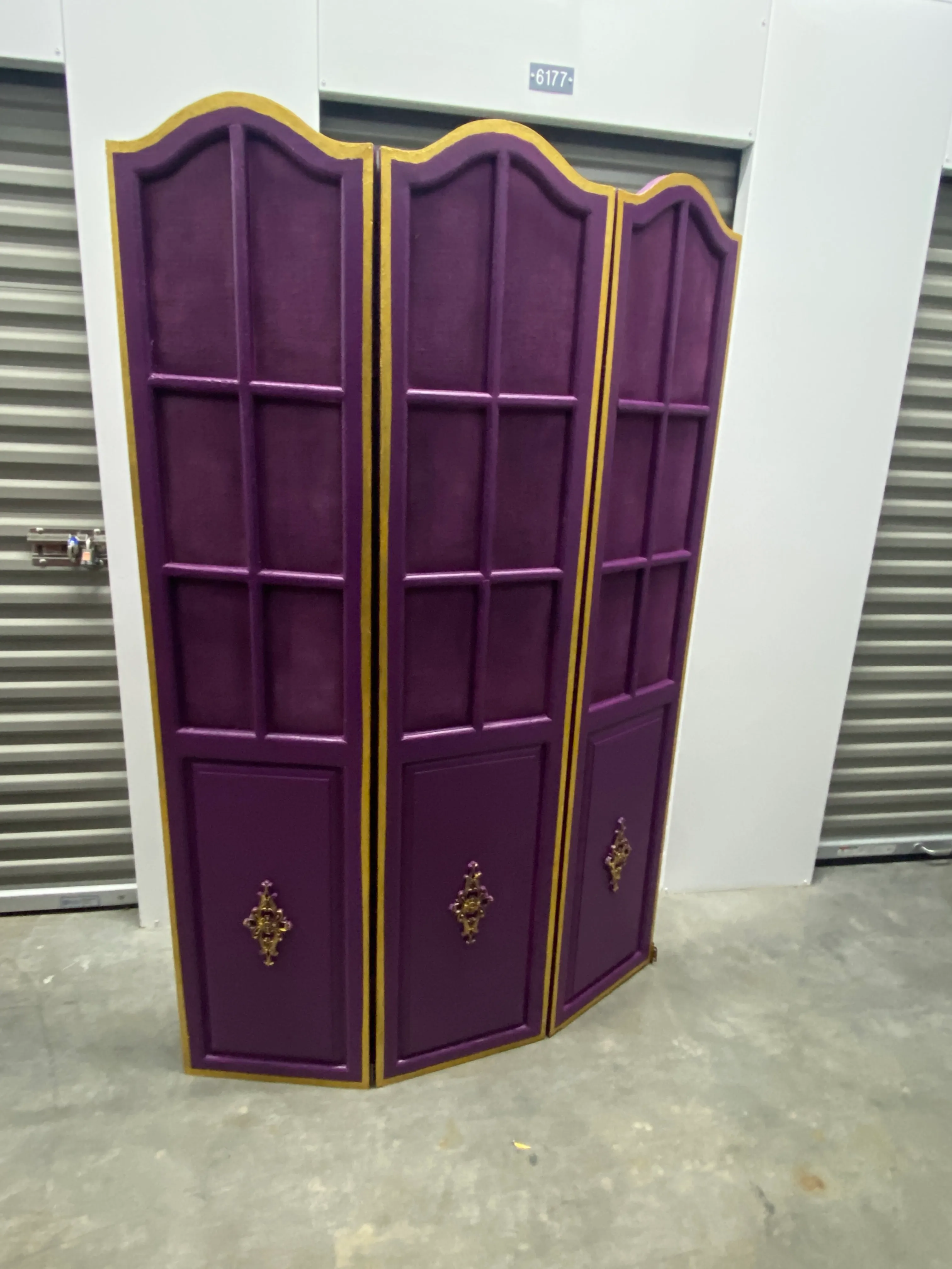 Purple/Gold Painted Wood Screen