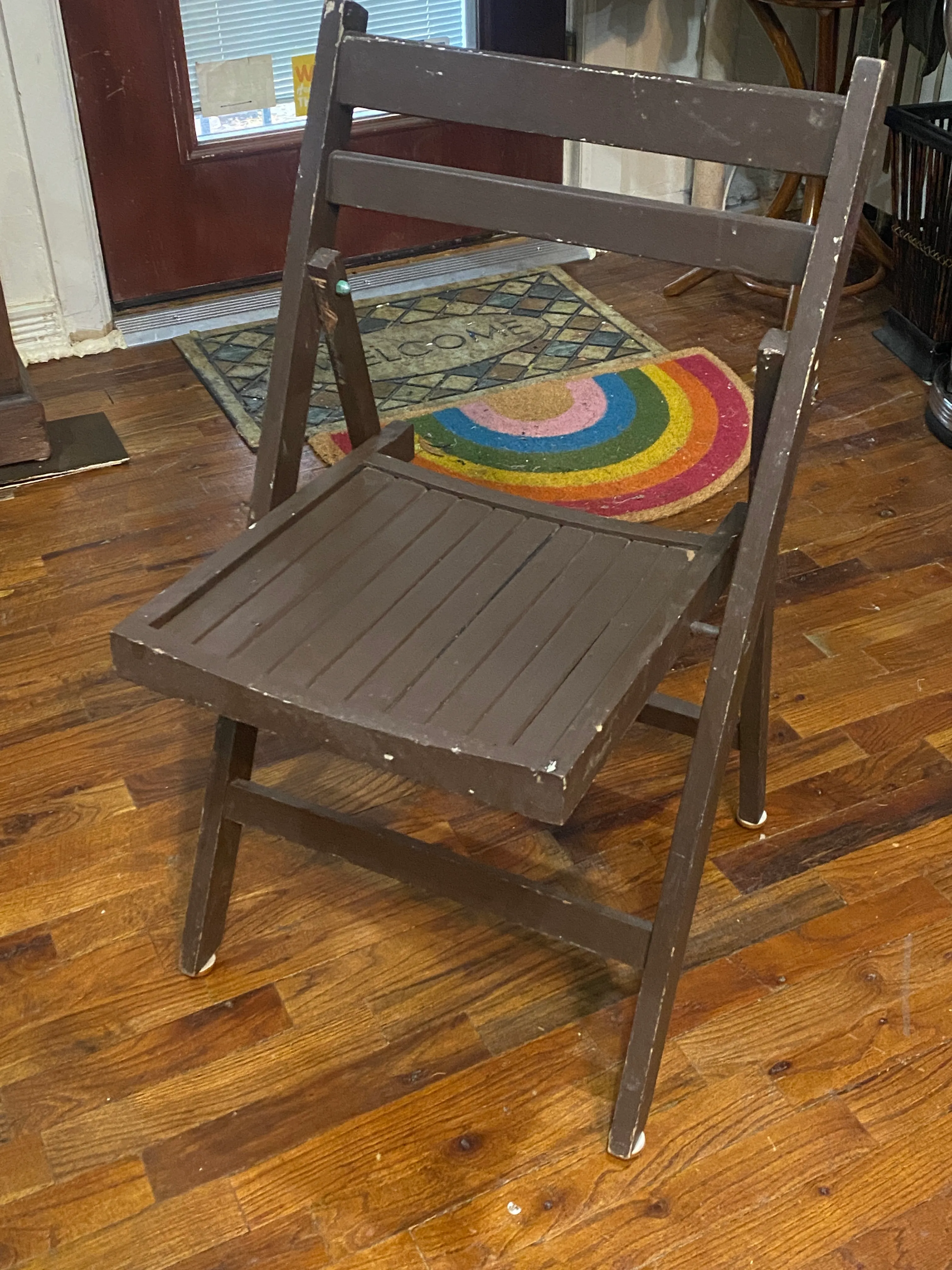 Dark Wood Slats Folding Chair