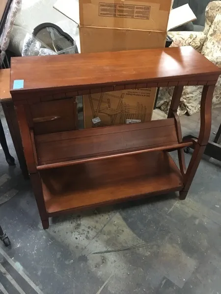 Wood Console Table with Magazine Racks
