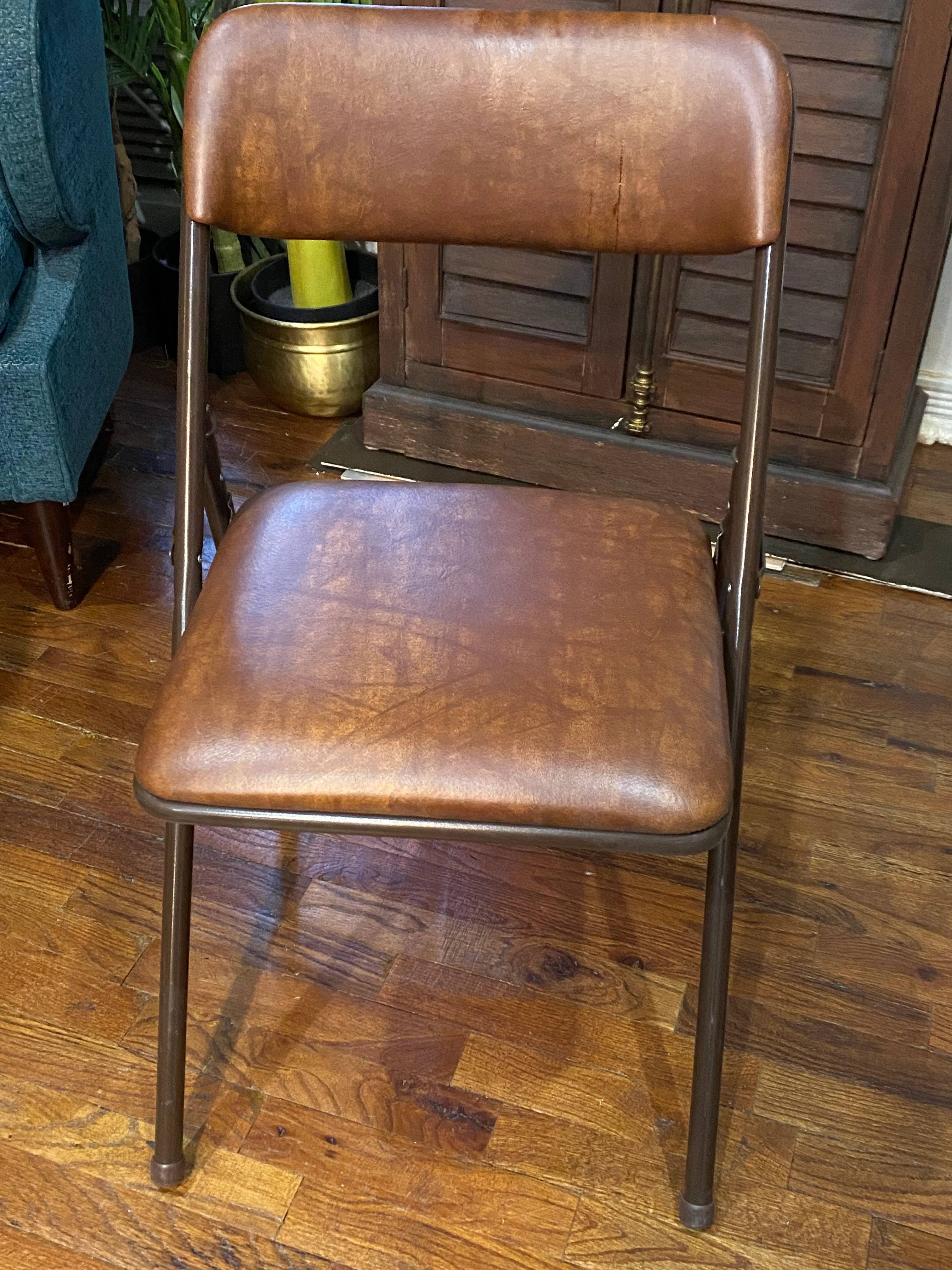 Vintage Leather Folding Chair