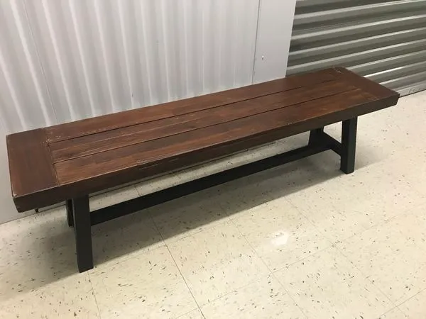 Long Wood Bench with Metal Legs