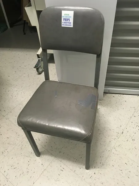 Gray Metal Tanker Upholstered Vinyl Armless Chair