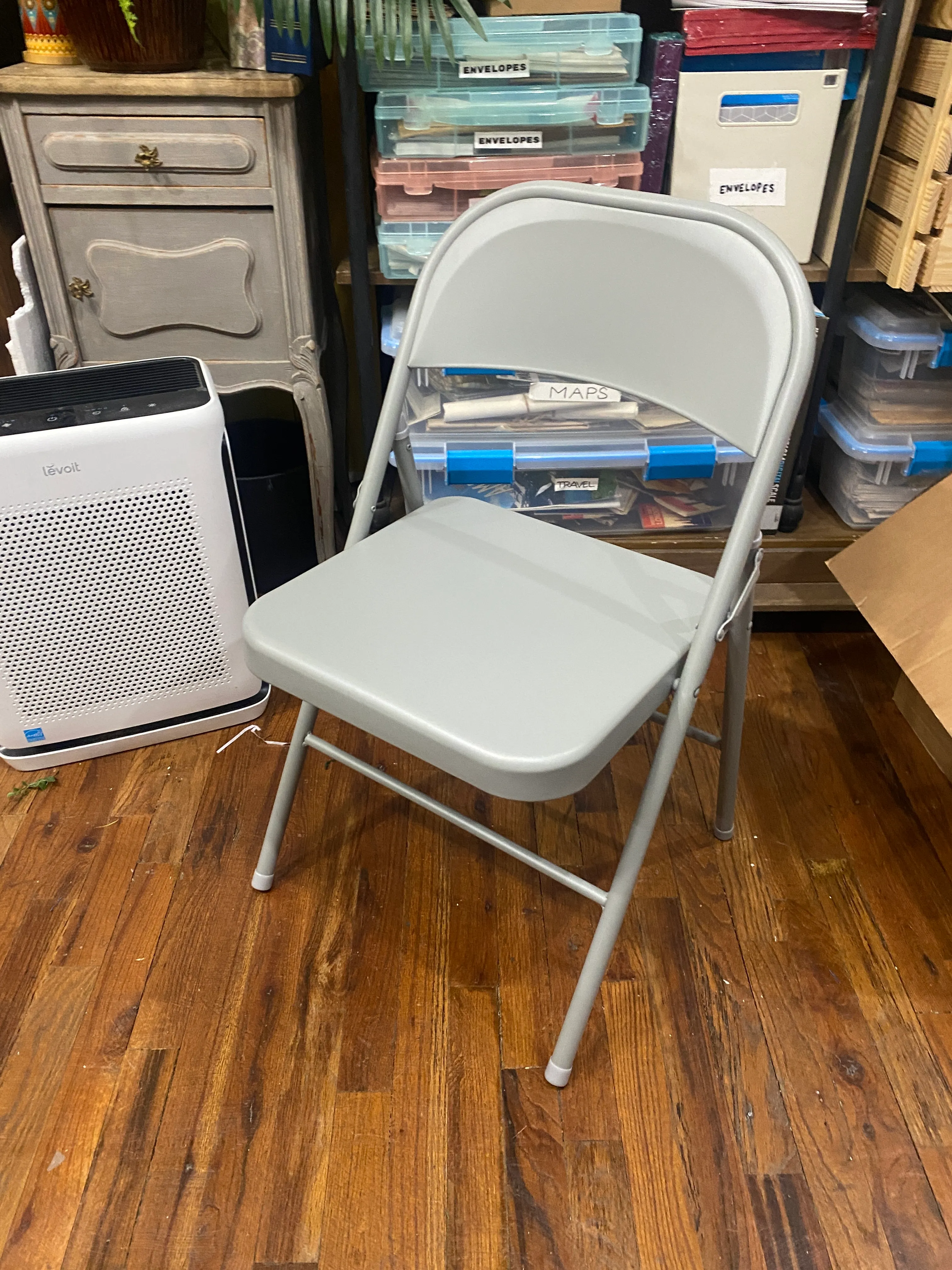 Light Grey Metal Folding Chair
