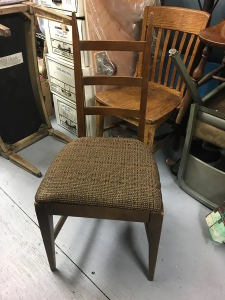 Midcentury Ladder Back Upholstered Side Chair