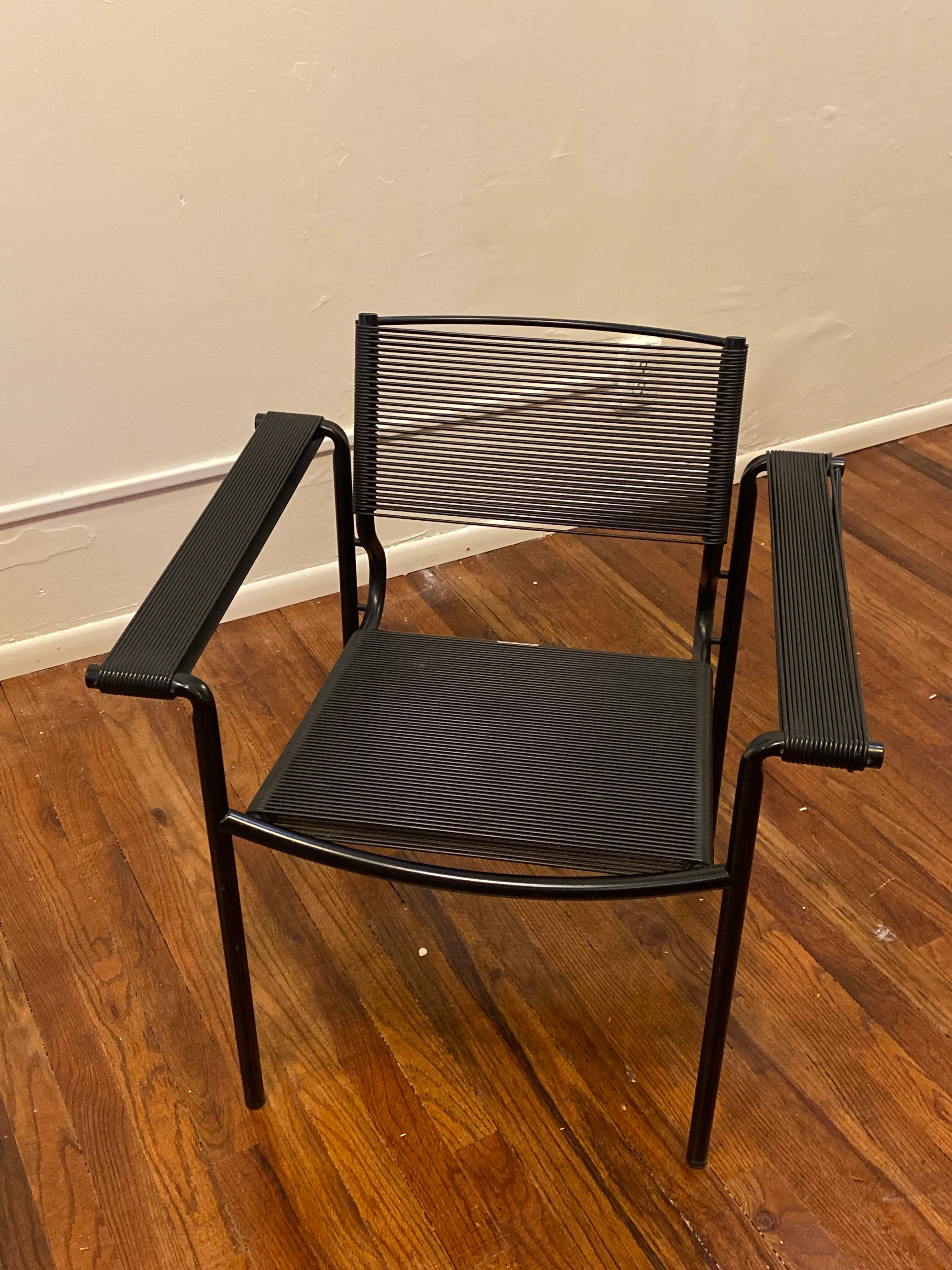 Black Metal Armchair, with Rubber Rope