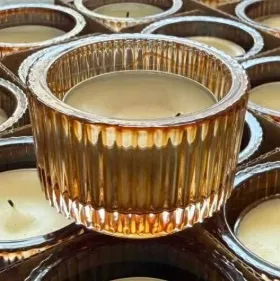 Amber Ribbed Votive