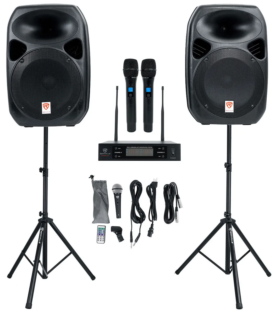 2 Wireless Microphones w/ Speakers