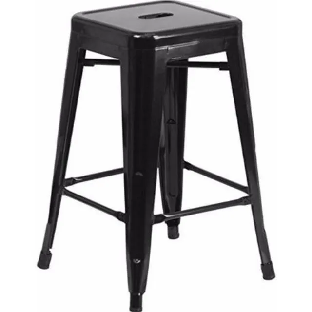 30" Black Metal Barstool