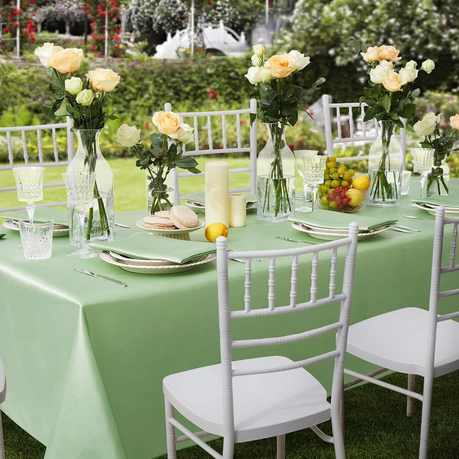 Satin Table Cover Rectangle, 60 x 102 Inches, Sage Green
