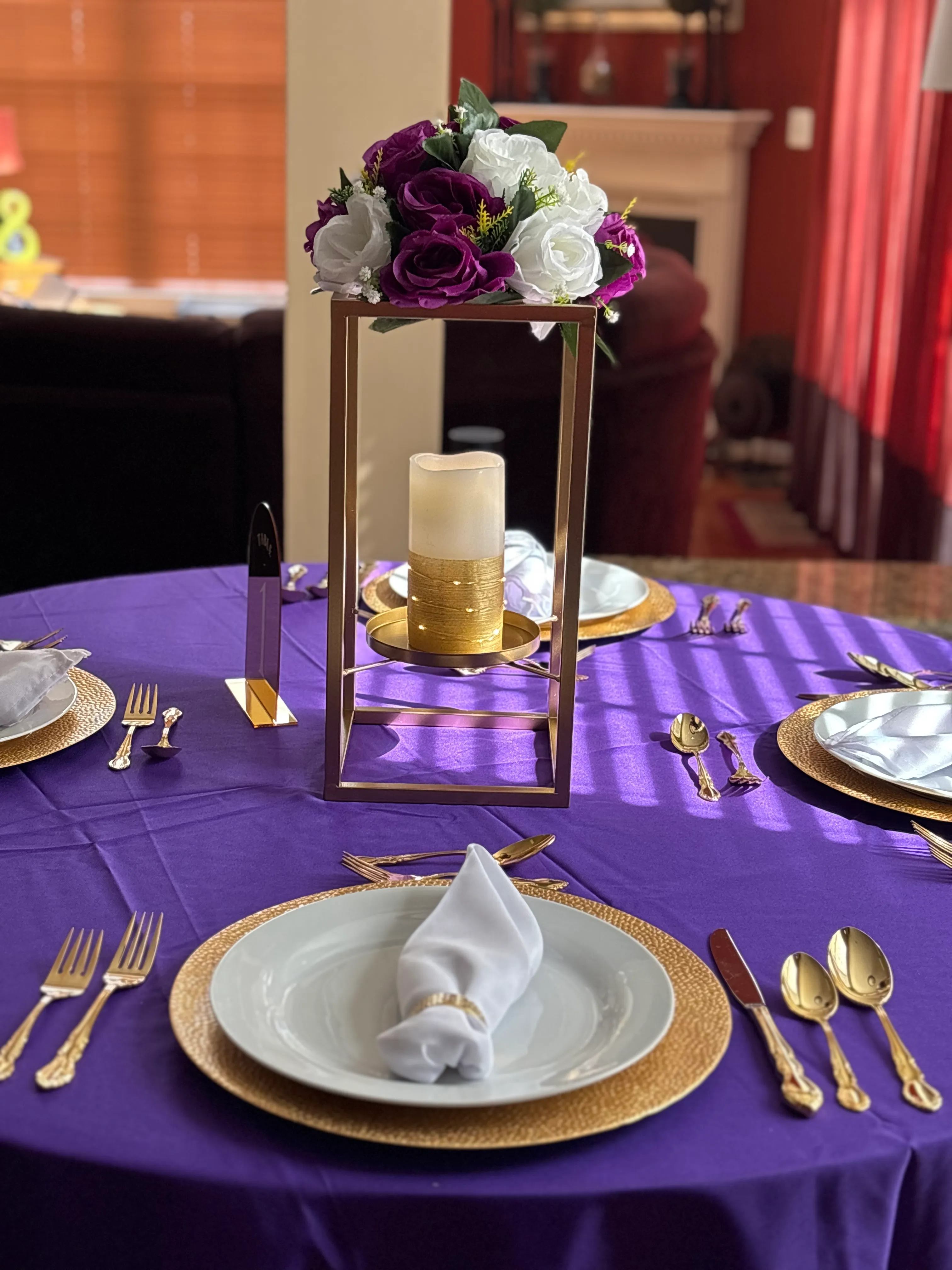 Gold Square Candle Holder, Large