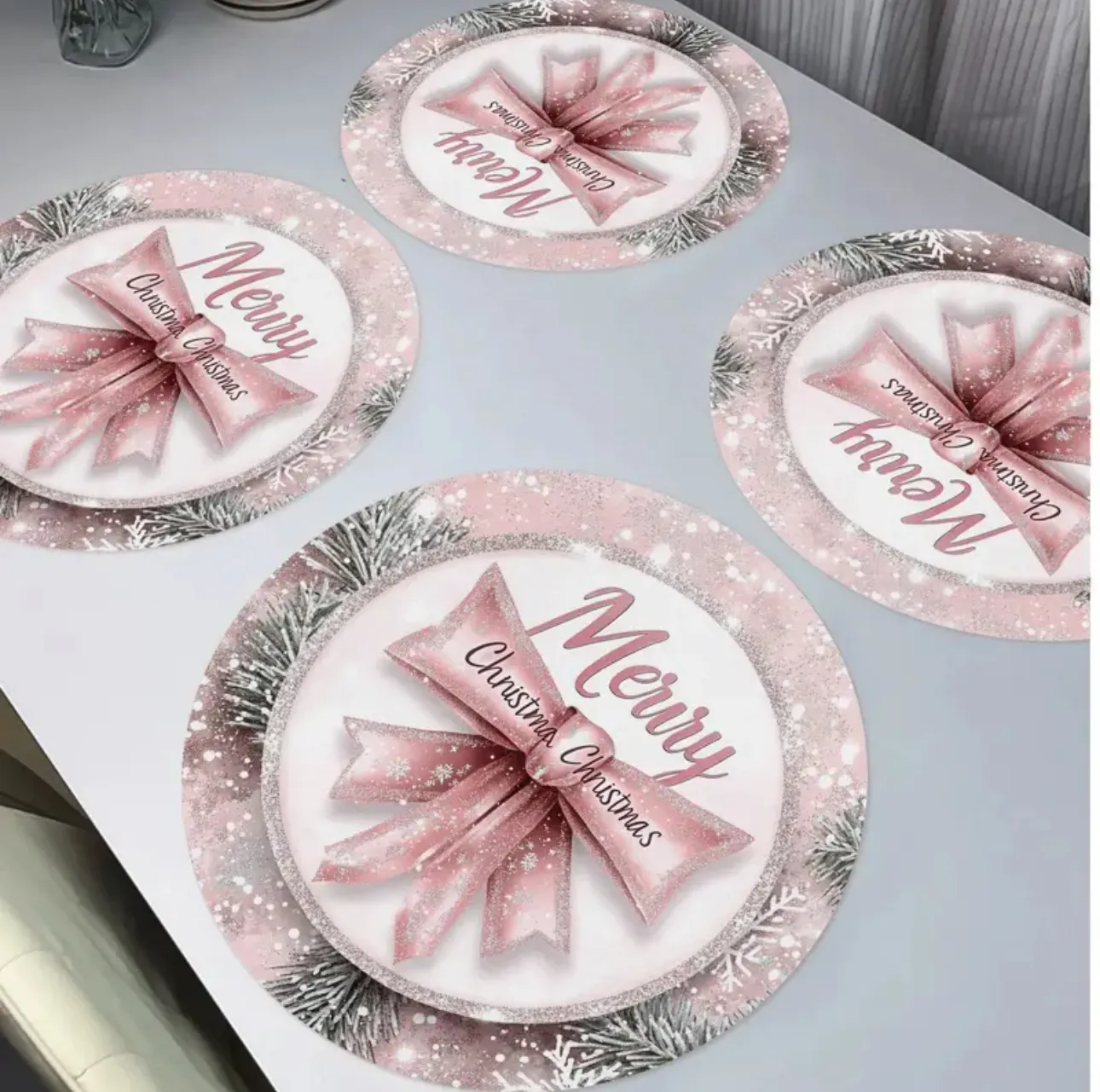 Holiday Christmas Wreath Placemats Set of 4 