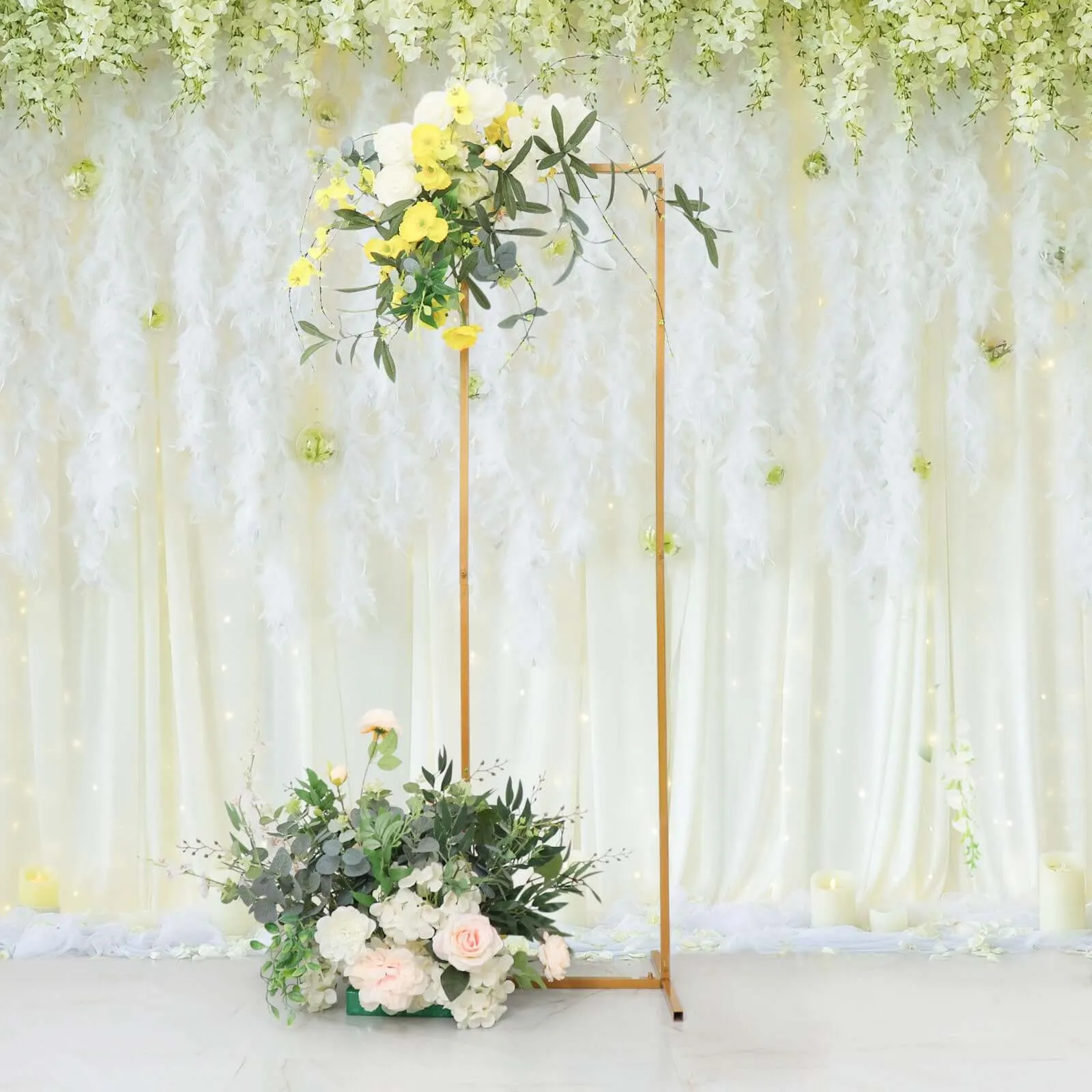 1 Gold Metal Frame Wedding Arch, Rectangular Backdrop Stand, Floral Display Frame 5.5ft and 1.9 ft wide